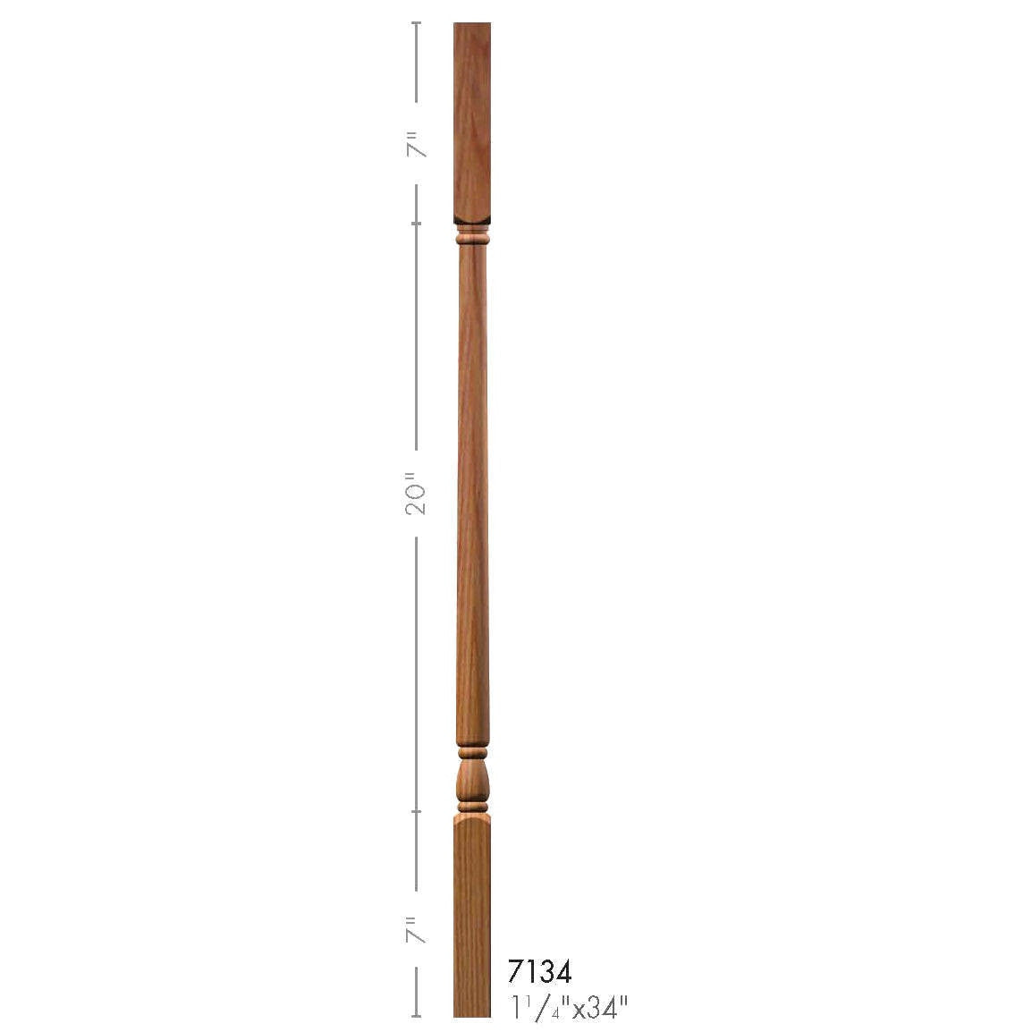 F-7134 34" Fluted Colonial Elegant Rise Baluster (Plain Baluster Illustrated)