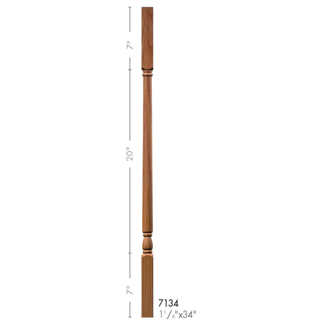 F-7134 34" Fluted Colonial Elegant Rise Baluster (Plain Baluster Illustrated)