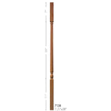 F-7138 38" Fluted Colonial Elegant Rise Baluster  (Plain Balusters Illustrated)