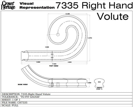 7335 Right Hand Volute CADD Drawing