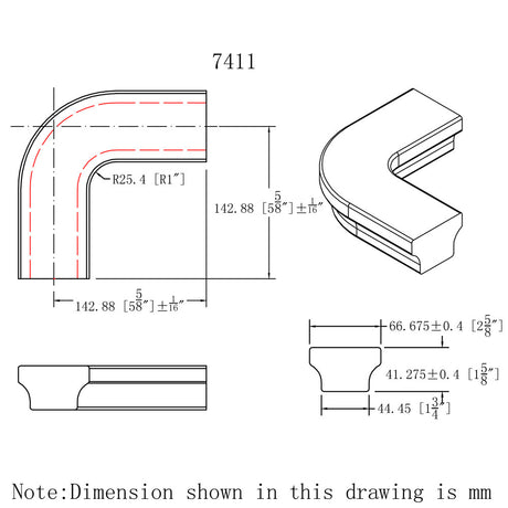 HF-7411 Level Quarter-turn for the HF-6084 Handrail CADD