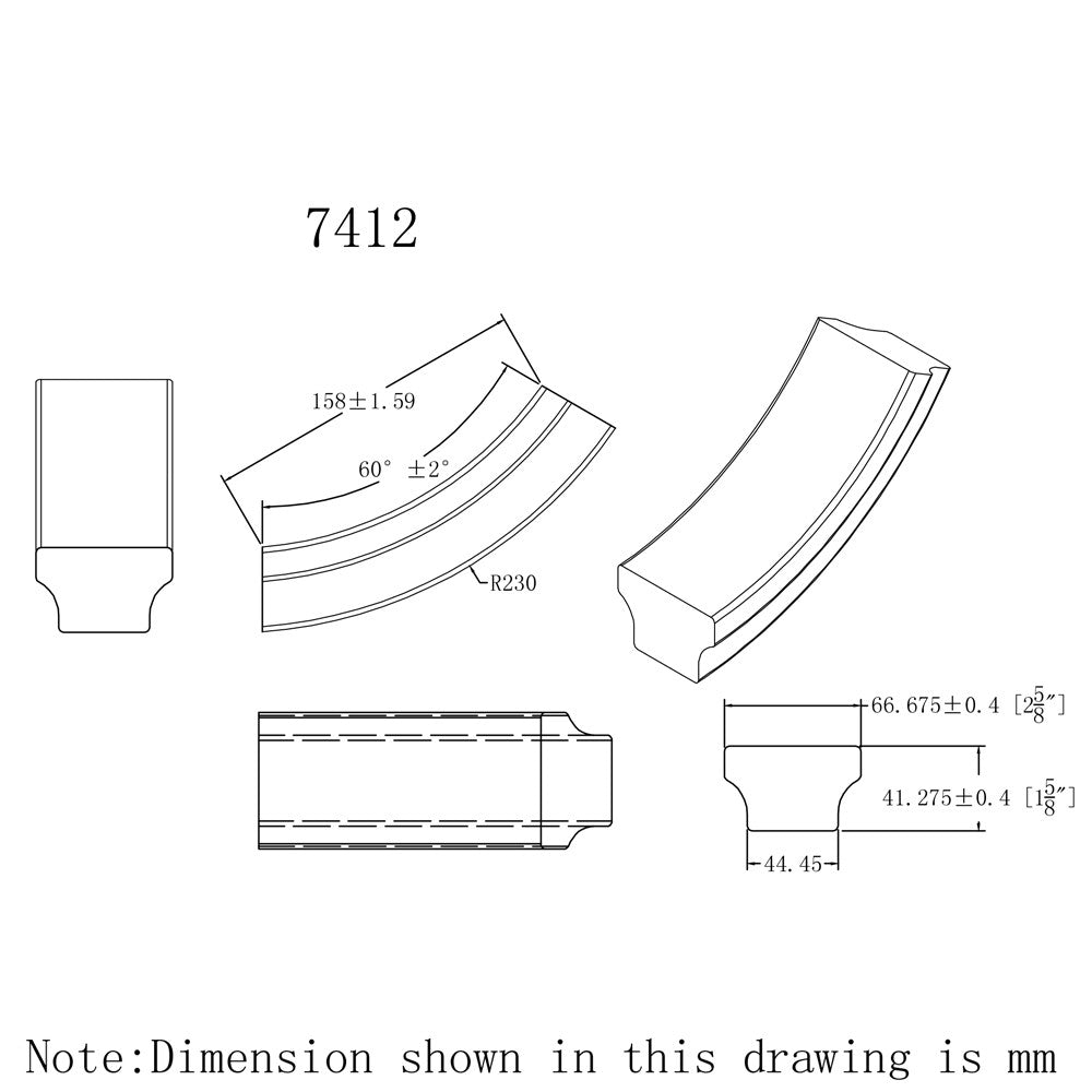 HF-7412 Up Easing for the HF-6084 Handrail CADD