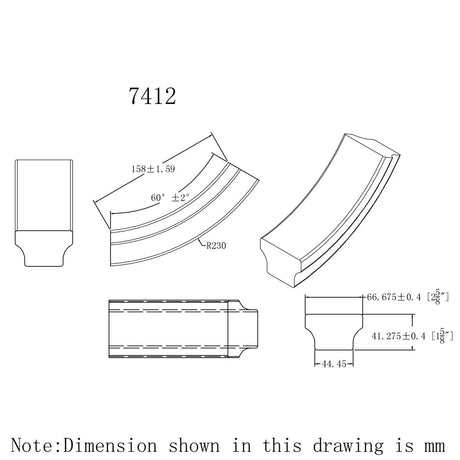 HF-7412 Up Easing for the HF-6084 Handrail CADD