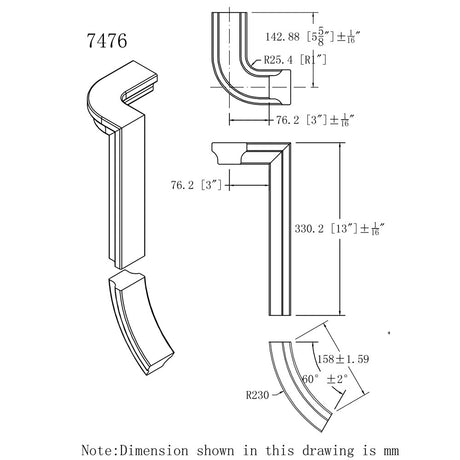 HF-7476 Right Hand Gooseneck, No Cap CADD
