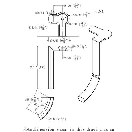 7581 Left Hand Gooseneck with Cap CADD