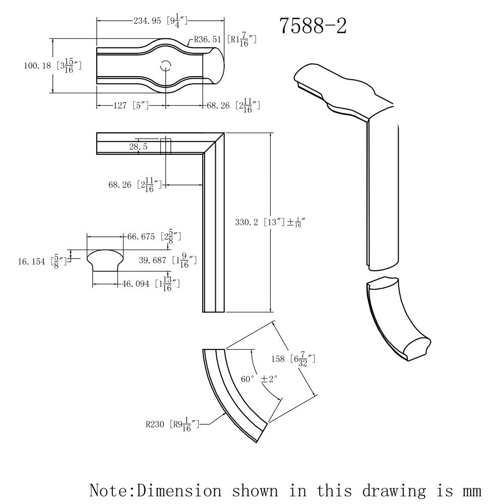 HF-7588-2 2 Rise Gooseneck, With Tandem Cap CADD