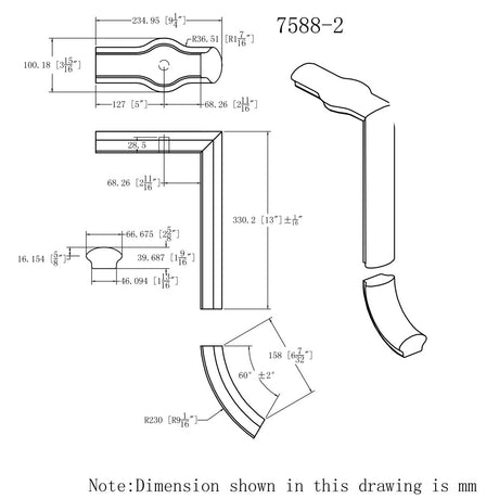 HF-7588-2 2 Rise Gooseneck, With Tandem Cap CADD