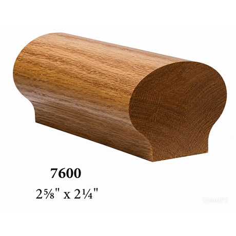 7600 2-5/8" x 2-1/4" Round Contemporary Handrail, Red Oak
