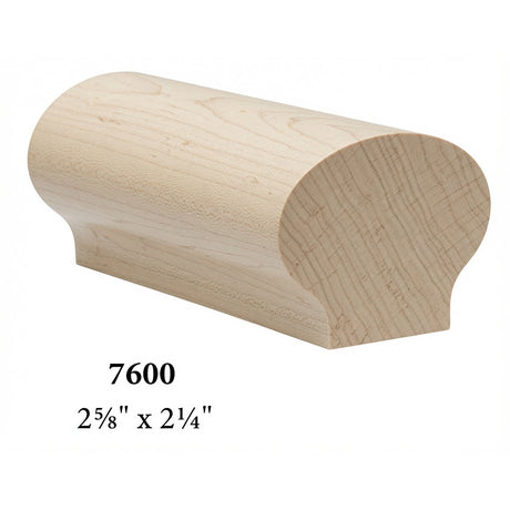7600 2-5/8" x 2-1/4" Round Contemporary Handrail, Hard Maple