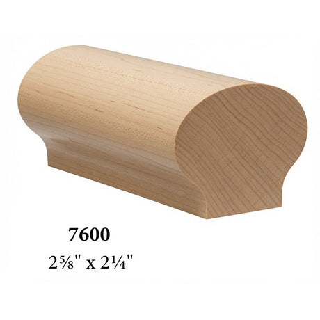 7600 2-5/8" x 2-1/4" Round Contemporary Handrail, Soft Maple