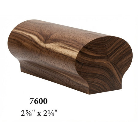 7600 2-5/8" x 2-1/4" Round Contemporary Handrail, Walnut