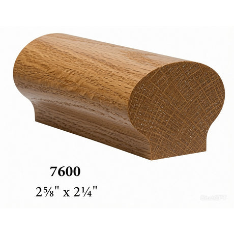 7600 2-5/8" x 2-1/4" Round Contemporary Handrail, White Oak