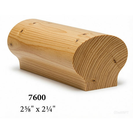 7600 2-5/8" x 2-1/4" Round Contemporary Handrail, Yellow Pine
