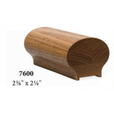 7600P 2-5/8" x 2-1/4" Plowed 1-1/4" Handrail with fillet, Red Oak