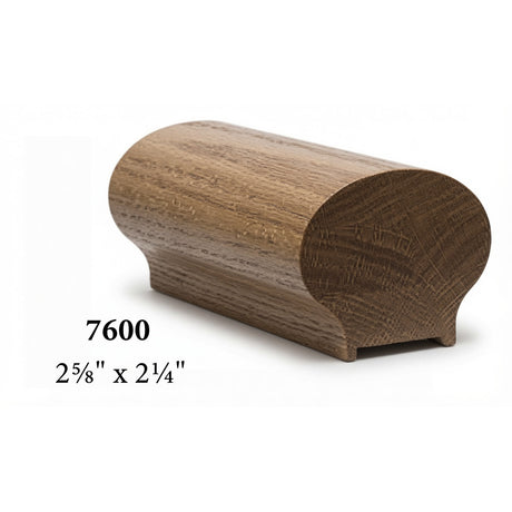 7600P 2-5/8" x 2-1/4" Plowed 1-1/4" Handrail with fillet, White Oak