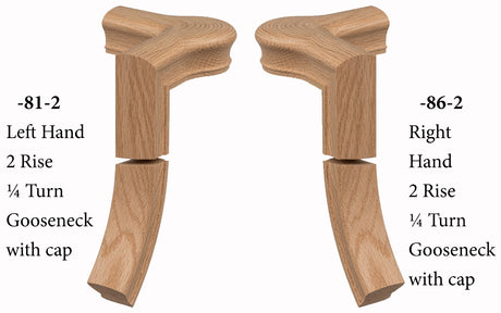 7081 Left Hand or 7086 Right Hand 2 Riser Goosenecks with Quarter-turn Newel Caps for the 6010 Handrail
