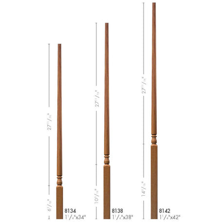 F-8138 38" Fluted Colonial Elegant Rise Baluster Set (Plain Balusters Illustrated)