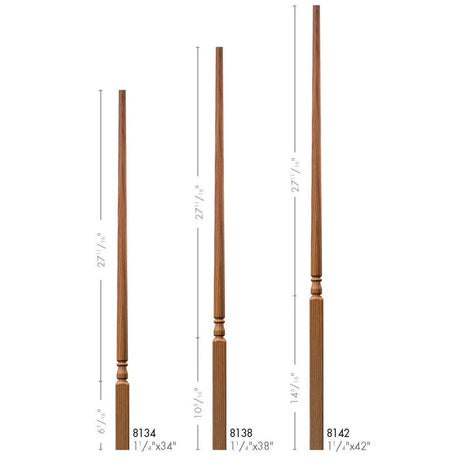 F-8142 42" Fluted Colonial Elegant Rise Baluster Set (Plain Balusters Illustrated)