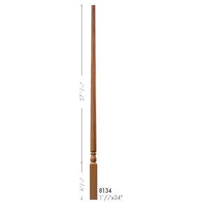 F-8134 34" Fluted Colonial Elegant Rise Baluster (Plain Baluster Shown)
