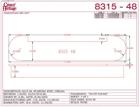 Crown Heritage CADD for the 8315 48" Starting Step