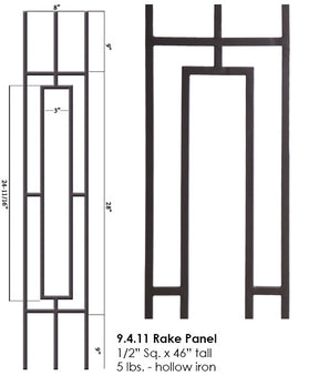HF9.4.11 One Rectangle Rake Tubular Steel Panel