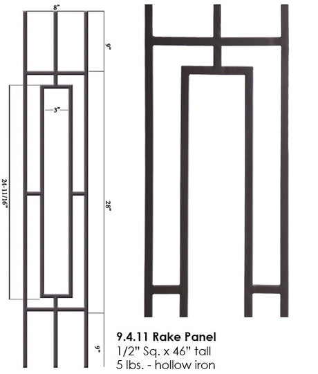 HF9.4.11 One Rectangle Rake Tubular Steel Panel