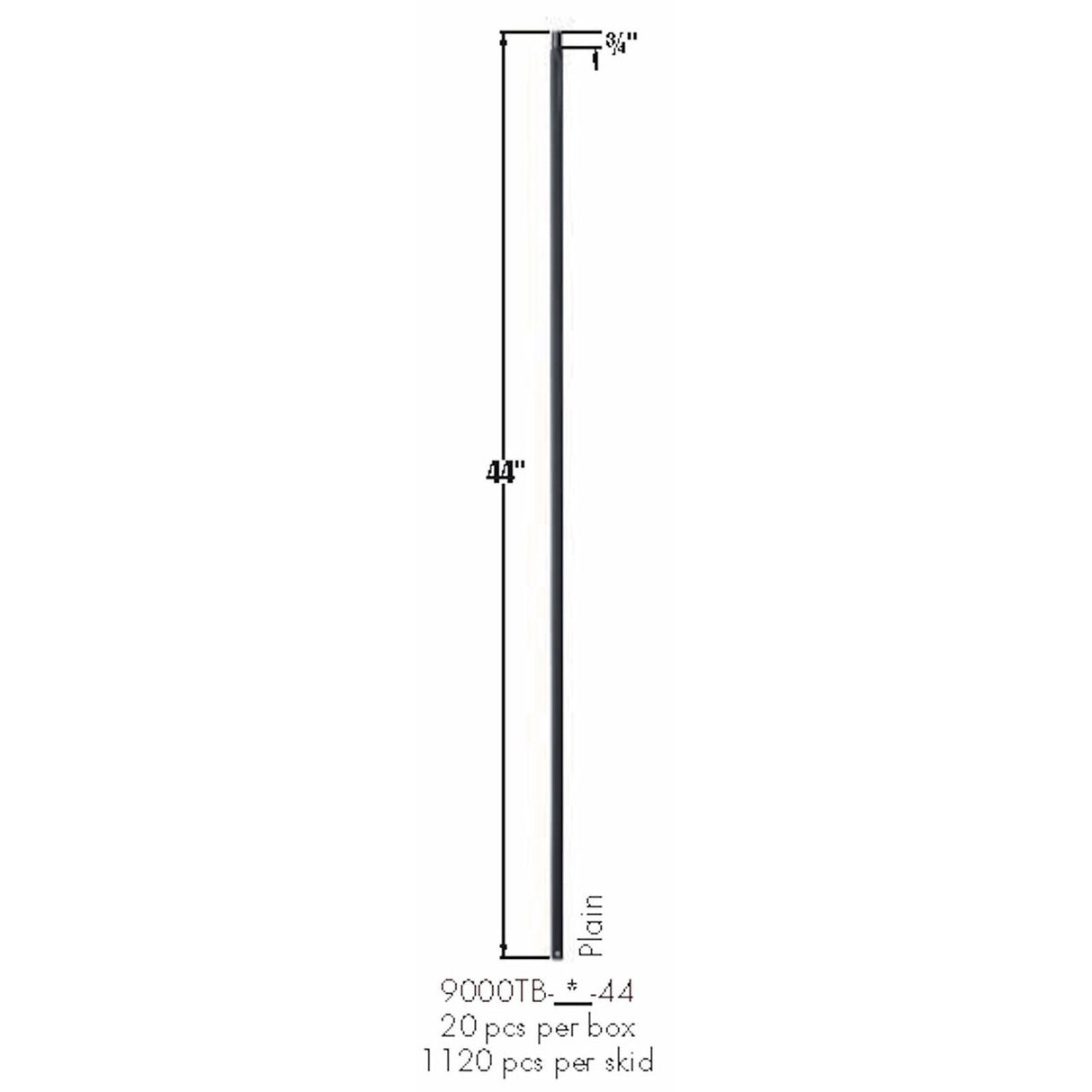 9000TB Plain Square Bar Tubular Steel Dimensional Information