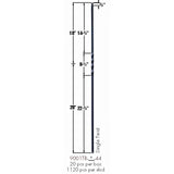 9001TB Satin Black Single Twist Tubular Steel Baluster Dimensional Information
