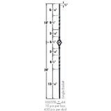 SP-9003TB Satin Black Single Basket Tubular Steel Baluster Dimensional Information