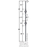 9004TB Double Basket Tubular Steel Baluster Dimensional Information