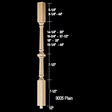 9005P Plain Williamsburg Stair Balusters, 35", 37.5", 39", 44"