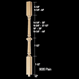 9005P Plain Williamsburg Stair Balusters, 35", 37.5", 39", 44"