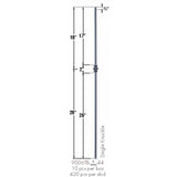9006TB Single Knuckle Tubular Steel Baluster Dimensional Information