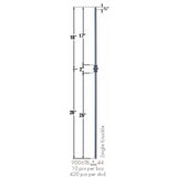 SP-9006TB Satin Black Single Knuckle Tubular Steel Baluster Dimensional Information