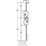 9008TB 16-Inch Feathered S-Scroll Dimensional Information