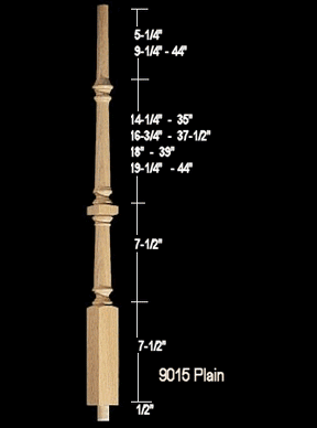 9015 35" The Williamsburg Plain Pin Top Baluster