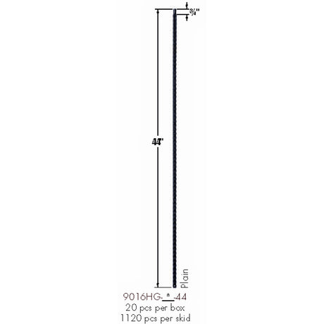 9016HG Plain Gothic Hammered Bar Dimensional Information