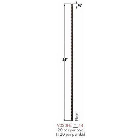 9020HE Plain Edge Hammered Baluster Dimensional Information