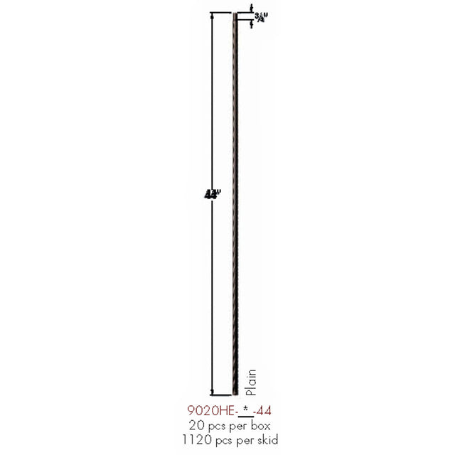 9020HE Plain Edge Hammered Baluster Dimensional Information