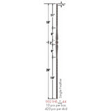 9021HE Single Feather Edge Hammered Baluster Dimensional Information