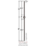 9027HE Single Basket Edge Hammered Baluster Dimensional Information