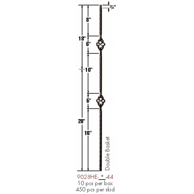 9028HE Double Basket Edge Hammered Baluster