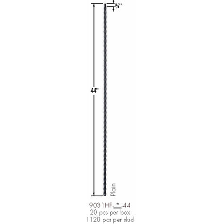 9031HF Plain Face Hammered Baluster Dimensional Information