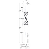 9034HF S-Scroll and Ball with Hammered Face Dimensional Information