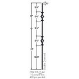 9041HF Double Diamond with Hammered Face Baluster Dimensional Information