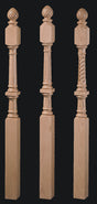 9043 Pineapple Top Universal Newel Post, Plain, Fluted or Rope