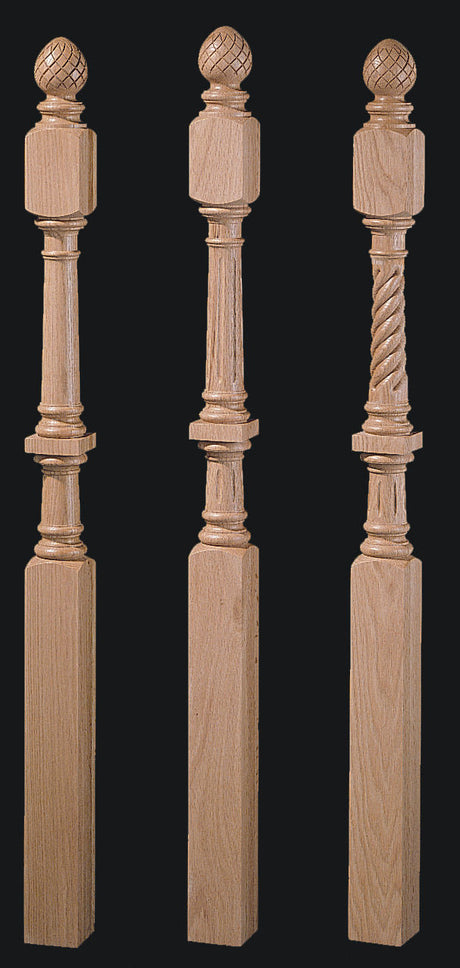 9048 72" Pineapple Top Intermediate & Second-floor Landing Newel Post