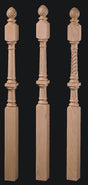 9048 72" Pineapple Top Intermediate & Second-floor Landing Newel Post