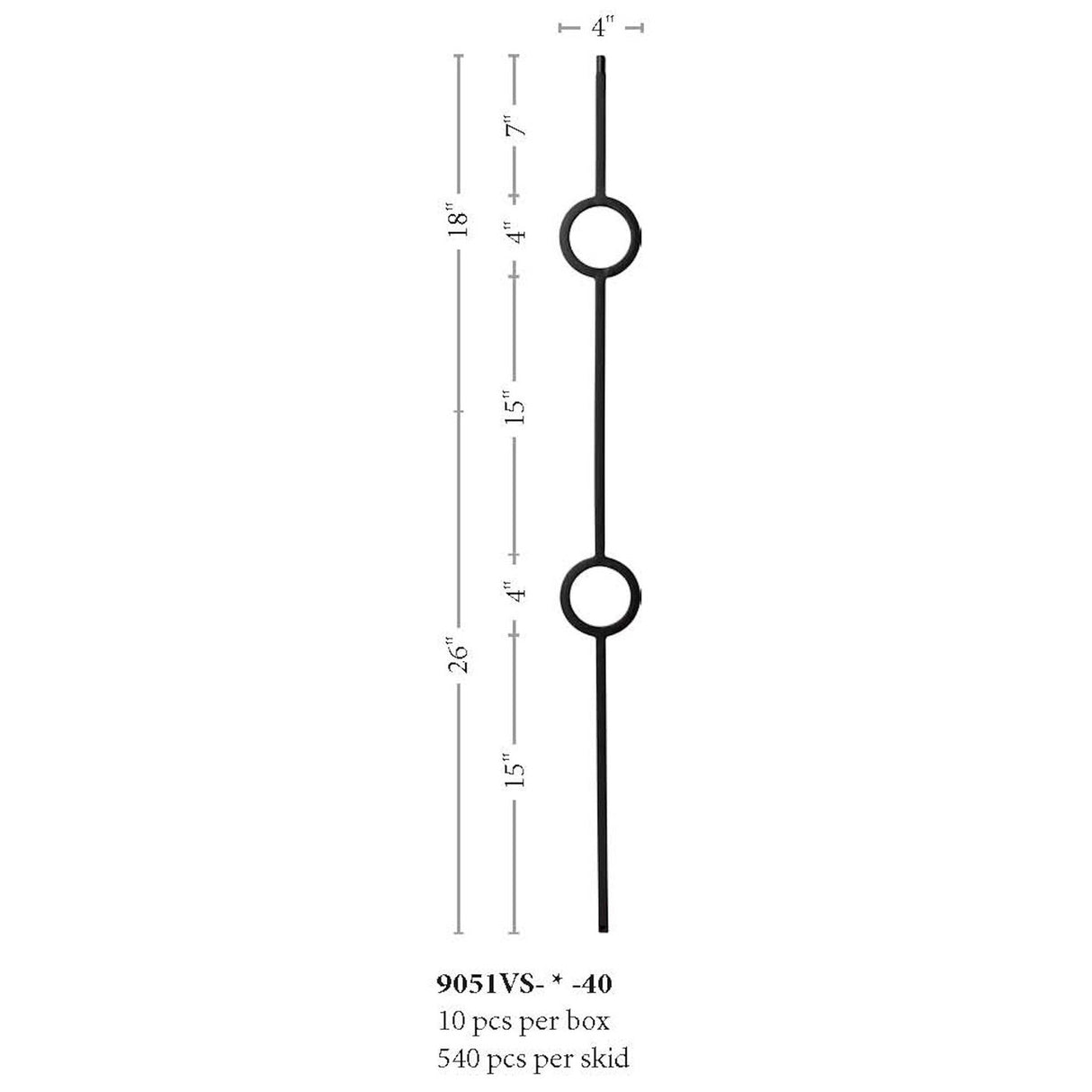 9051VS Double Ring Contemporary Baluster Satin Black