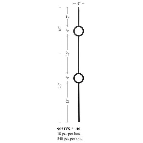 9051VS Double Ring Contemporary Baluster Satin Black